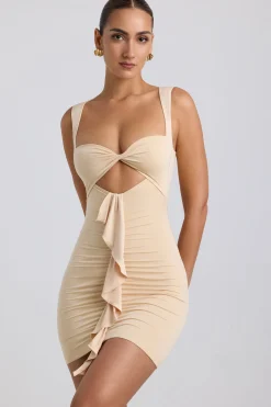 Oh Polly Women'S Clothing Sale - $65 And Under | Women'S Clothing Sale - $40 And Under^Slinky Jersey Cut-Out Ruffle-Trim Mini Dress in Buttercream