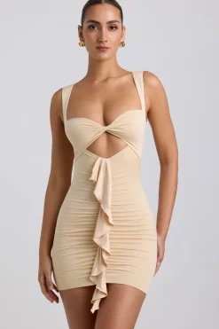 Oh Polly Women'S Clothing Sale - $65 And Under | Women'S Clothing Sale - $40 And Under^Slinky Jersey Cut-Out Ruffle-Trim Mini Dress in Buttercream