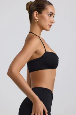 Oh Polly Co-Ords | Tops^Slinky Jersey Hardware Detail Halterneck Bralette in Black