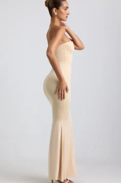 Oh Polly Women'S Clothing Sale - $65 And Under^Slinky Jersey Hardware Detail Strapless Maxi Dress in Buttercream