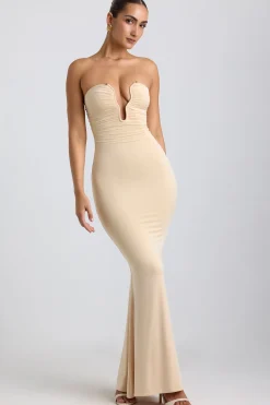 Oh Polly Women'S Clothing Sale - $65 And Under^Slinky Jersey Hardware Detail Strapless Maxi Dress in Buttercream