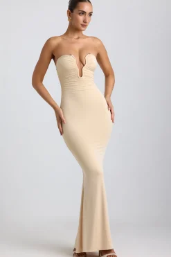 Oh Polly Women'S Clothing Sale - $65 And Under^Slinky Jersey Hardware Detail Strapless Maxi Dress in Buttercream