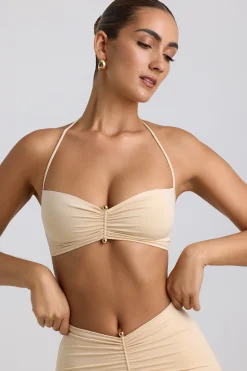 Oh Polly Women'S Clothing Sale - $65 And Under | Women'S Clothing Sale - $40 And Under^Slinky Jersey Hardware Detail Halterneck Bralette in Buttercream