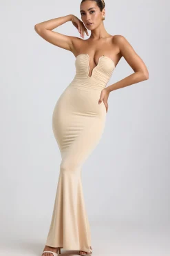 Oh Polly Women'S Clothing Sale - $65 And Under^Slinky Jersey Hardware Detail Strapless Maxi Dress in Buttercream