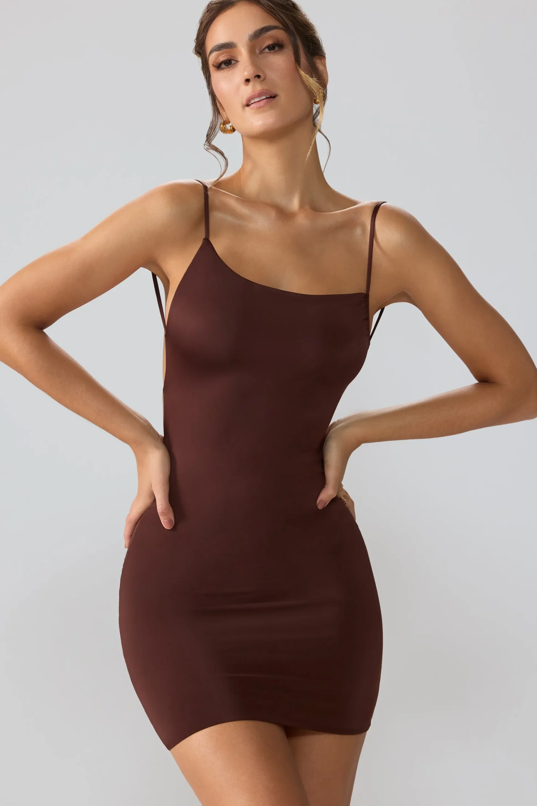 Oh Polly Fall Outfits^Slinky Jersey Open Back Mini Dress in Espresso