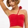 Oh Polly Women'S Clothing Sale - $65 And Under | Women'S Clothing Sale - $40 And Under^Slinky Jersey Rose Detail Asymmetric Top in Scarlet Red ScarletRed