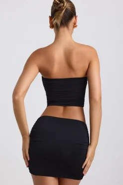 Oh Polly Co-Ords | Tops^Slinky Jersey Ruched Hardware Detail Strapless Top in Black