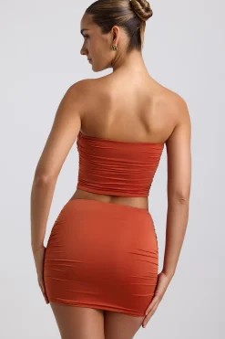 Oh Polly Women'S Clothing Sale - $65 And Under | Women'S Clothing Sale - $40 And Under^Slinky Jersey Ruched Micro Mini Skirt in Burnt Orange BurntOrange
