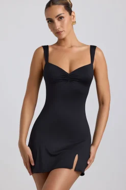 Oh Polly Women'S Clothing Sale - $65 And Under^Slinky Jersey Ruched V-Back Mini Dress in Black