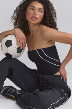 Oh Polly Matching Sets | Tops^Soft Active Contrast-Trim Bandeau Top in Black