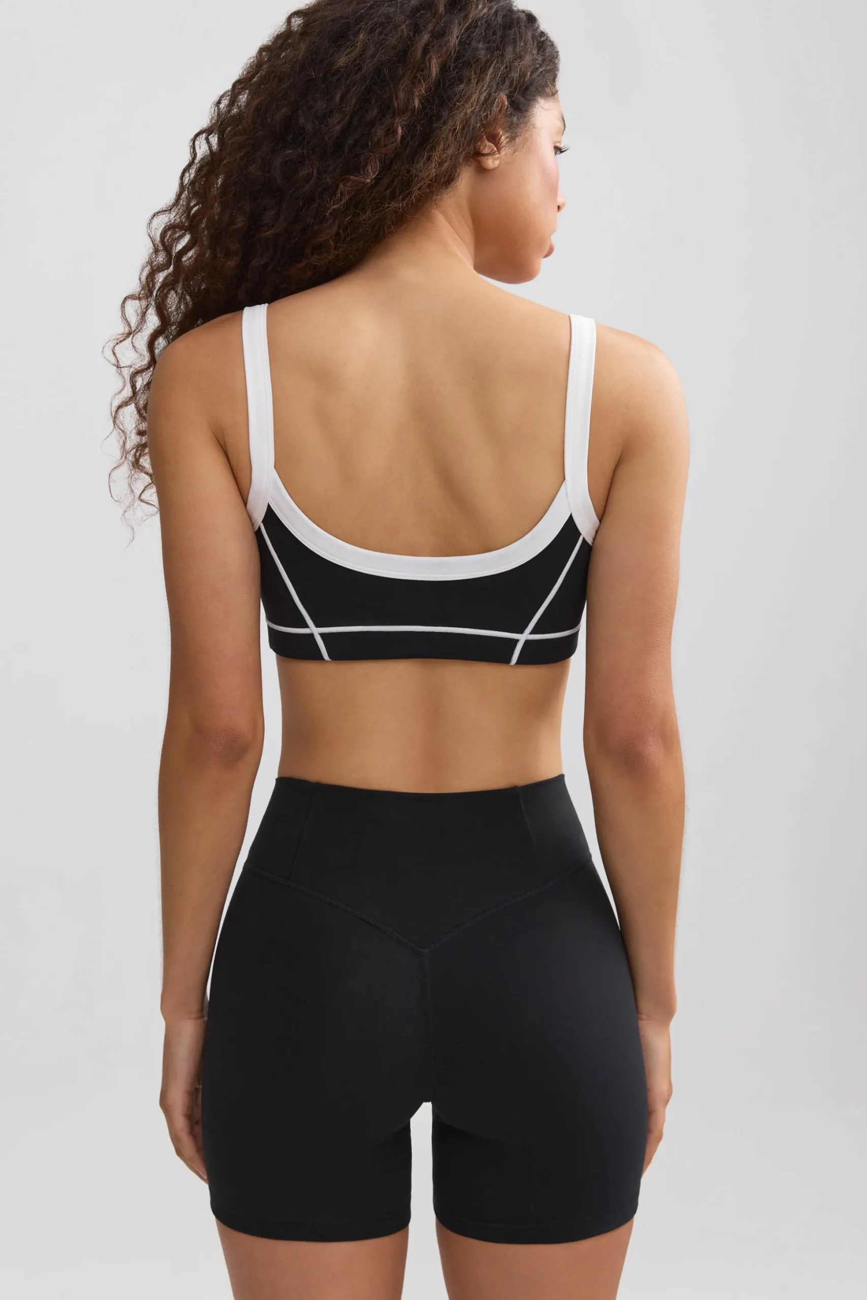 Oh Polly Matching Sets | Shorts^Soft Active Contrast-Trim Mini Shorts in Black