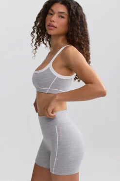 Oh Polly Matching Sets | Shorts^Soft Active Contrast-Trim Mini Shorts in Ice Grey IceGrey