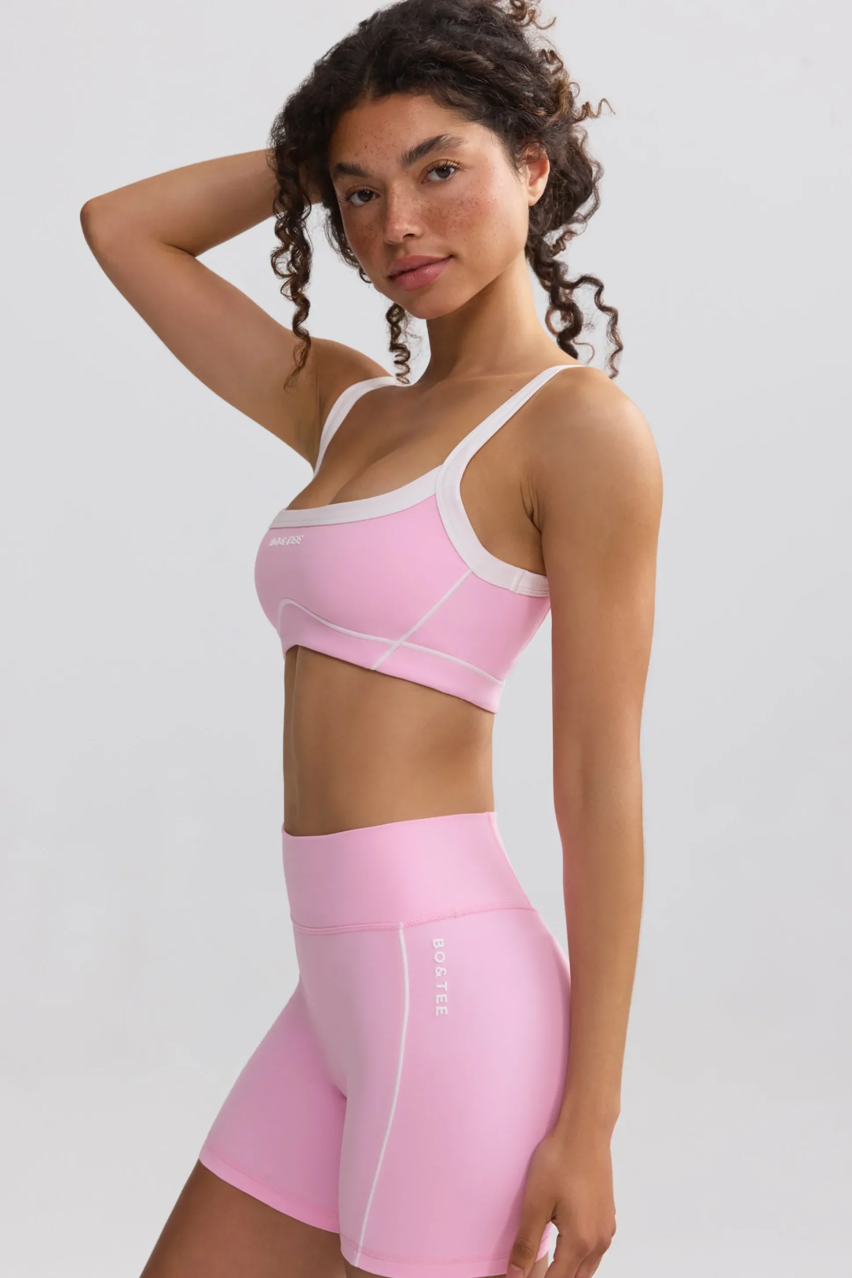 Oh Polly Matching Sets | Shorts^Soft Active Contrast-Trim Mini Shorts in Baby Pink BabyPink