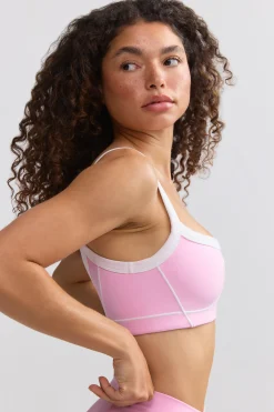 Oh Polly Matching Sets | Tops^Soft Active Contrast-Trim Sports Bra in Baby Pink BabyPink