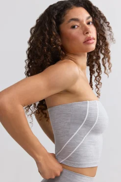 Oh Polly Matching Sets | Tops^Soft Active Contrast-Trim Bandeau Top in Ice Grey IceGrey