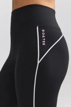Oh Polly Matching Sets^Soft Active Contrast-Trim Flared Trousers in Black