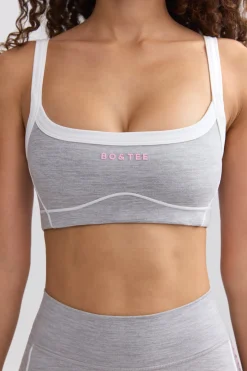 Oh Polly Matching Sets | Sports Bras^Soft Active Contrast-Trim Sports Bra in Ice Grey IceGrey