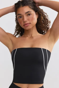 Oh Polly Matching Sets | Tops^Soft Active Contrast-Trim Bandeau Top in Black