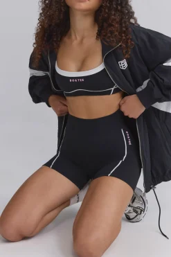 Oh Polly Matching Sets | Shorts^Soft Active Contrast-Trim Mini Shorts in Black