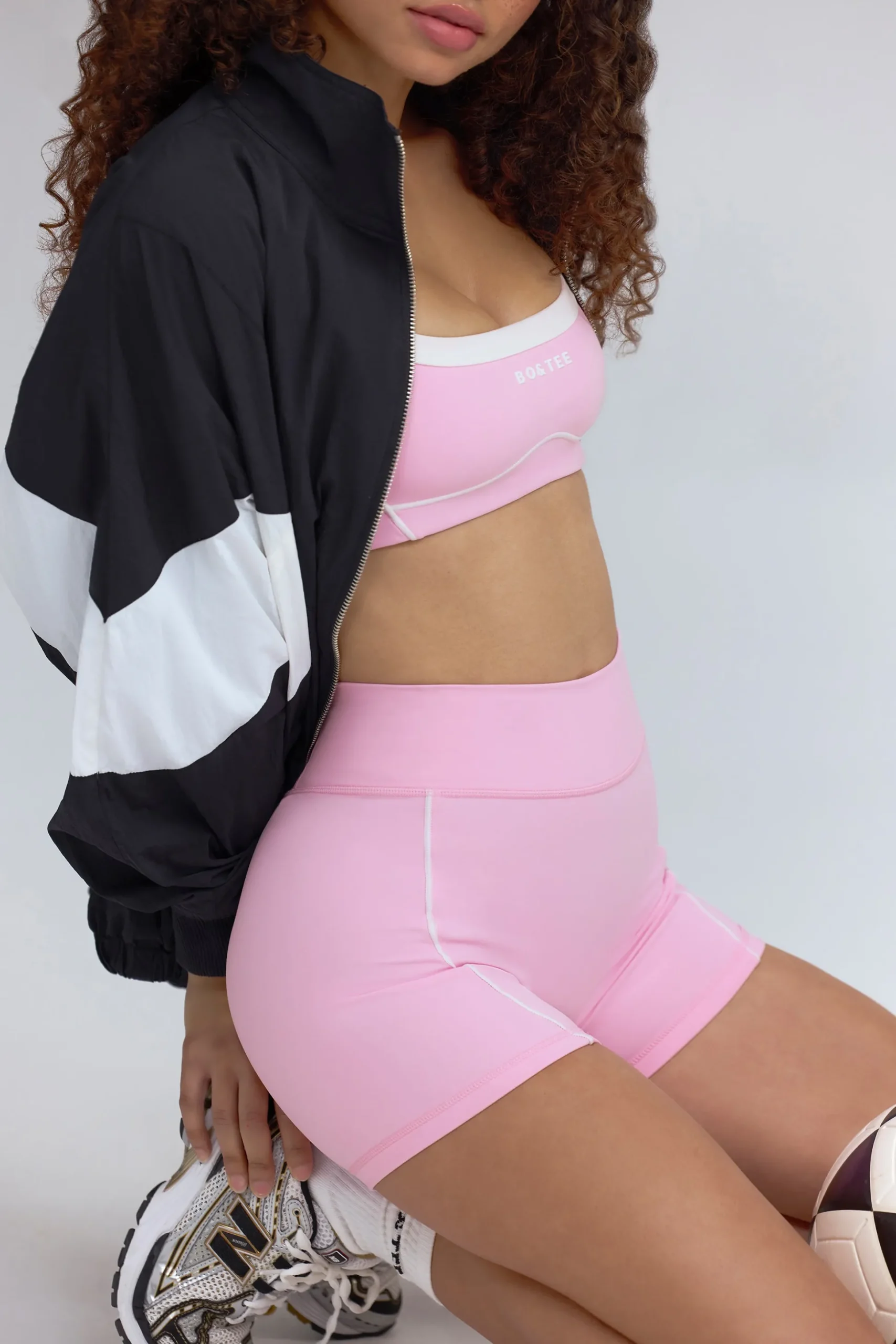 Oh Polly Matching Sets | Shorts^Soft Active Contrast-Trim Mini Shorts in Baby Pink BabyPink