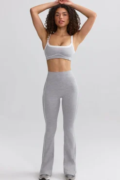 Oh Polly Matching Sets^Soft Active Contrast-Trim Flared Trousers in Ice Grey IceGrey