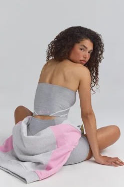Oh Polly Matching Sets | Tops^Soft Active Contrast-Trim Bandeau Top in Ice Grey IceGrey