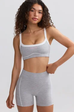 Oh Polly Matching Sets | Sports Bras^Soft Active Contrast-Trim Sports Bra in Ice Grey IceGrey