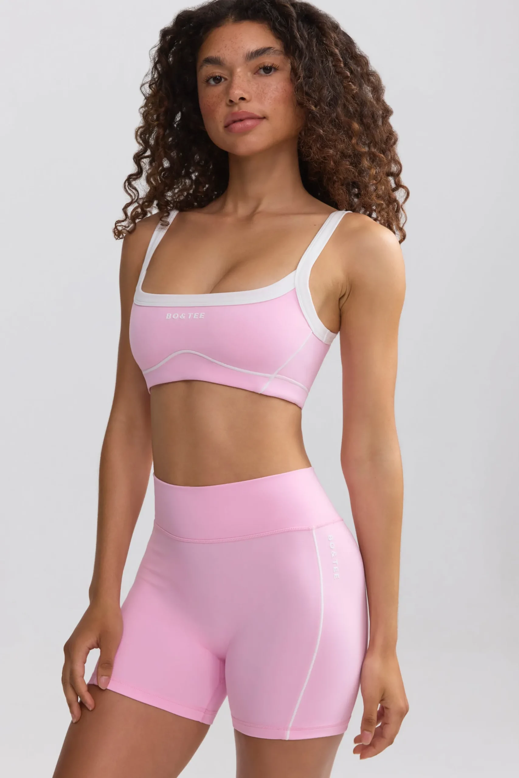 Oh Polly Matching Sets | Shorts^Soft Active Contrast-Trim Mini Shorts in Baby Pink BabyPink