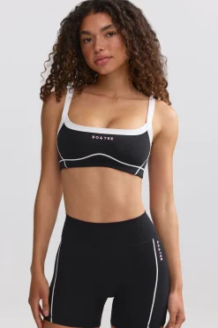 Oh Polly Matching Sets | Shorts^Soft Active Contrast-Trim Mini Shorts in Black
