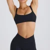 Oh Polly Matching Sets | Shorts^Soft Active Crossover Mini Shorts in Black