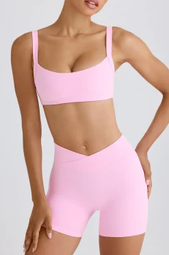 Oh Polly Matching Sets^Soft Active Crossover Mini Shorts in Bubblegum Pink BubblegumPink