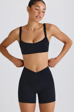 Oh Polly Matching Sets | Shorts^Soft Active Crossover Mini Shorts in Black