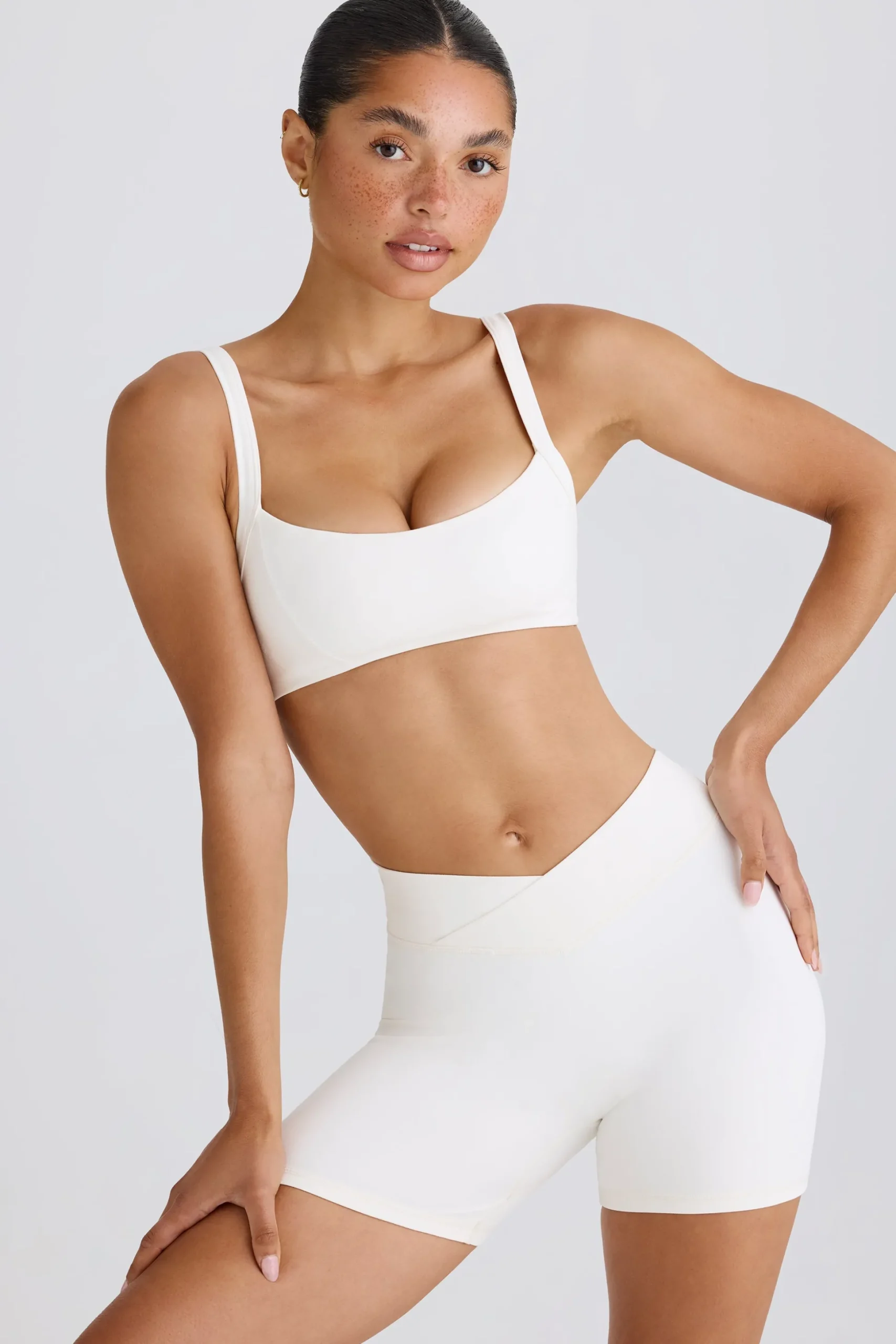Oh Polly Matching Sets | Shorts^Soft Active Crossover Mini Shorts in White