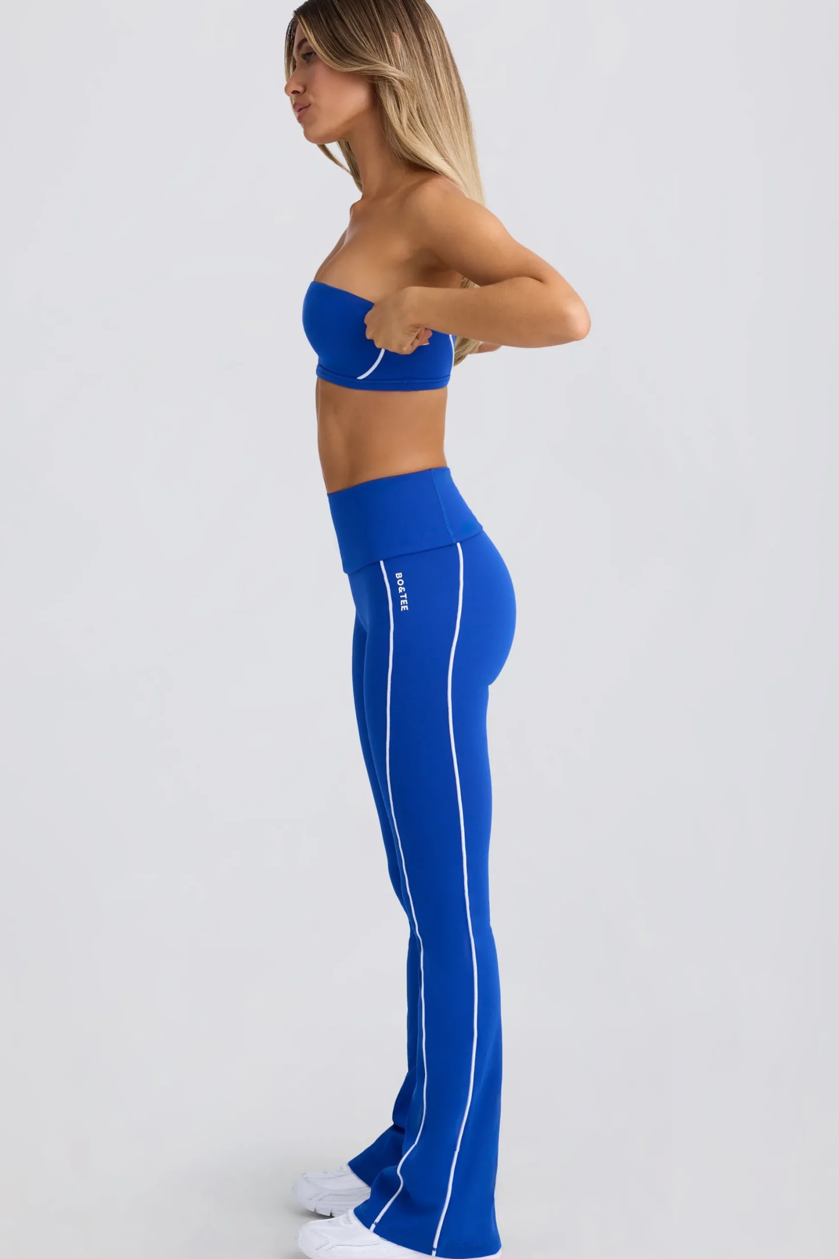 Oh Polly Matching Sets^Soft Active Foldover Flared Trousers in Cobalt Blue CobaltBlue