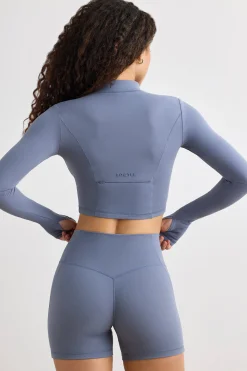 Oh Polly Women'S Clothing Sale - $65 And Under | Women'S Clothing Sale - $40 And Under^Soft Active Half Zip Crop Top in Slate Grey SlateGrey