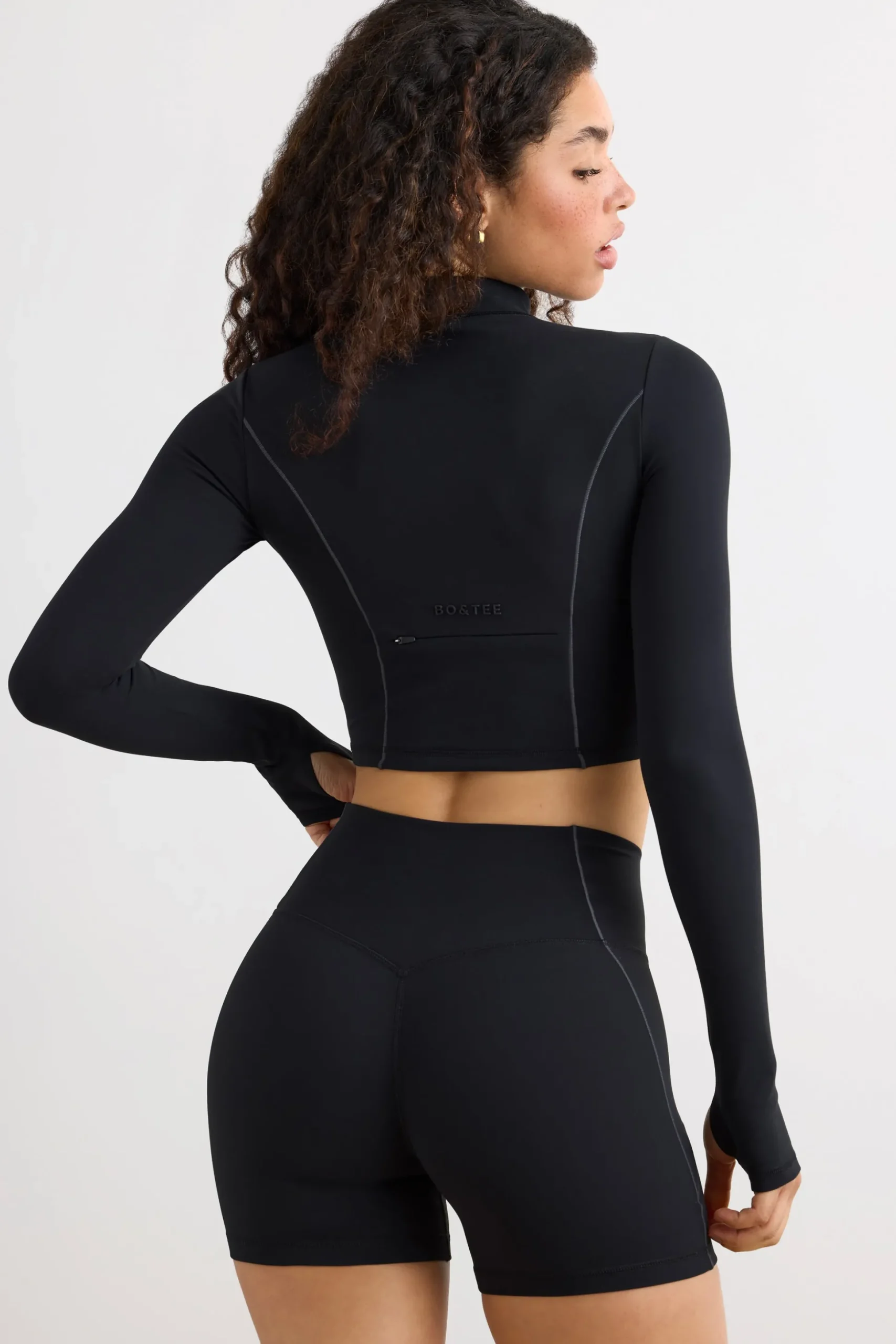 Oh Polly Matching Sets | Tops^Soft Active Half Zip Crop Top in Black