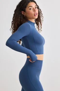 Oh Polly Women'S Clothing Sale - $65 And Under | Women'S Clothing Sale - $40 And Under^Soft Active Half Zip Crop Top in Washed Navy WashedNavy