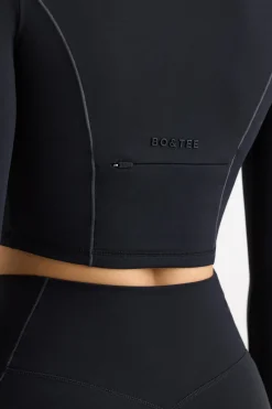 Oh Polly Matching Sets | Tops^Soft Active Half Zip Crop Top in Black