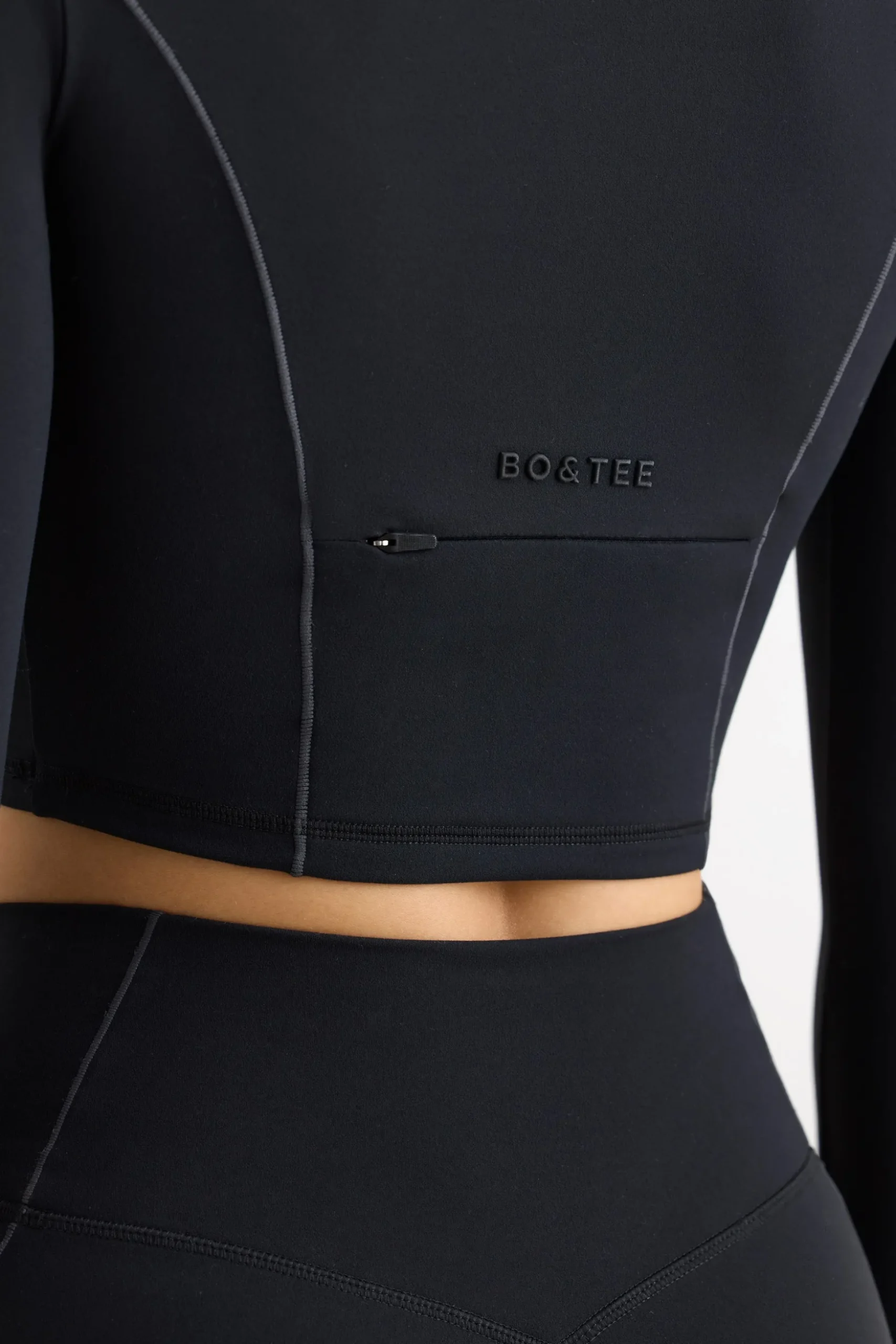 Oh Polly Matching Sets | Tops^Soft Active Half Zip Crop Top in Black