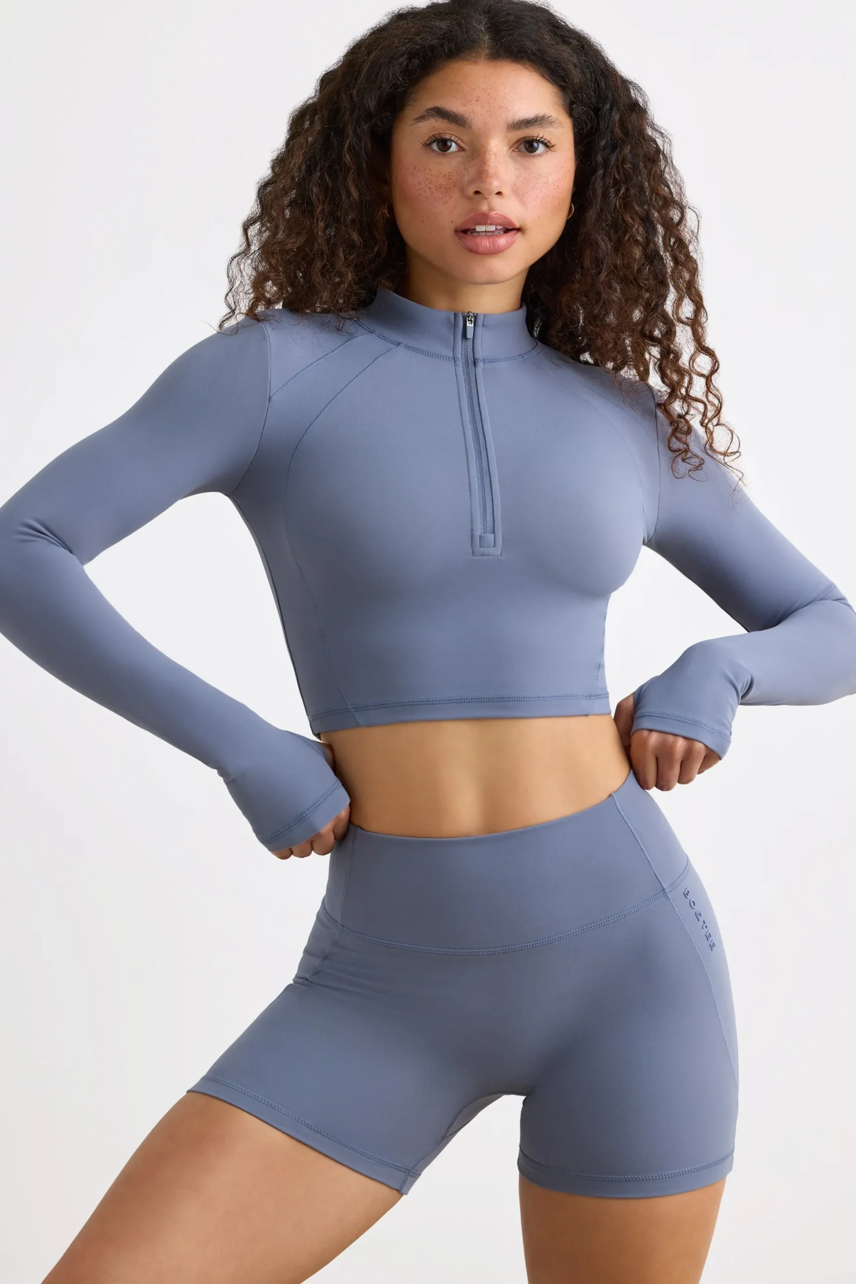 Oh Polly Women'S Clothing Sale - $65 And Under | Women'S Clothing Sale - $40 And Under^Soft Active Half Zip Crop Top in Slate Grey SlateGrey