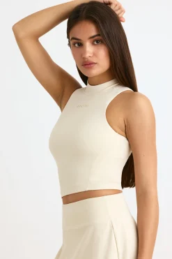 Oh Polly Matching Sets | Tops^Soft Active High-Neck Tank Top in Bone