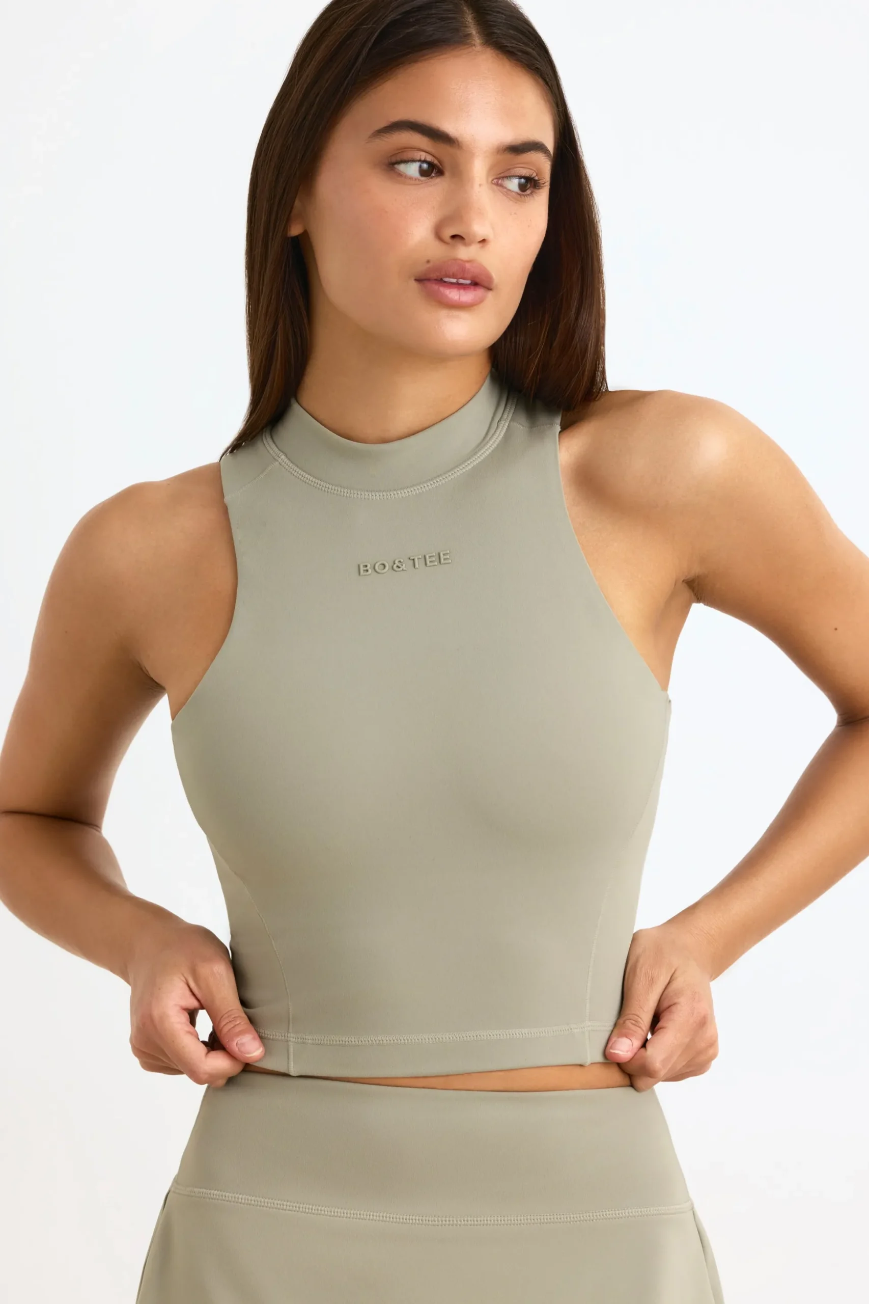 Oh Polly Matching Sets | Tops^Soft Active High-Neck Tank Top in Mineral