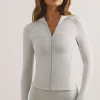 Oh Polly Matching Sets^Soft Active Hooded Zip Up Jacket in Light Grey LightGrey