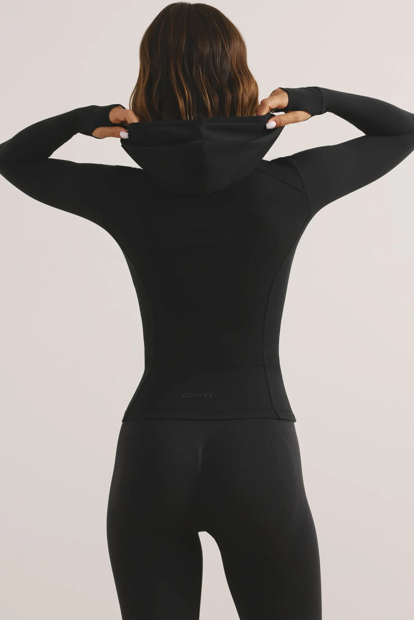 Oh Polly Matching Sets^Soft Active Hooded Zip Up Jacket in Jet Black JetBlack
