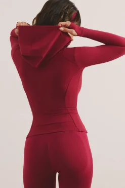 Oh Polly Matching Sets^Soft Active Hooded Zip Up Jacket in Raspberry