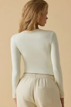 Oh Polly Tops^Soft Active Long Sleeve Top in Bone