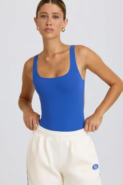 Oh Polly Matching Sets | Tops^Soft Active Open-Back Bodysuit in Cobalt