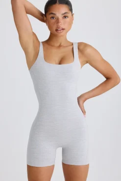 Oh Polly Unitards^Soft Active Open-Back Unitard in Grey Marl GreyMarl