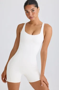 Oh Polly Unitards^Soft Active Open-Back Unitard in White