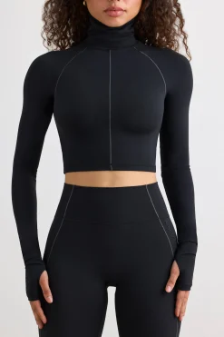 Oh Polly Women'S Clothing Sale - $65 And Under | Women'S Clothing Sale - $40 And Under^Soft Active Turtleneck Crop Top in Black